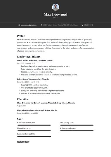Professional resume template Oslo